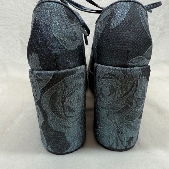 Jeffrey Campbell Shaggin Platform Heels Floral Lace Up Block Heel Shoes 8.5M - Picture 6 of 13